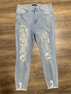 Between us Light Blue Distressed High-Rise Women’s Jeans comfort bottoms size 20